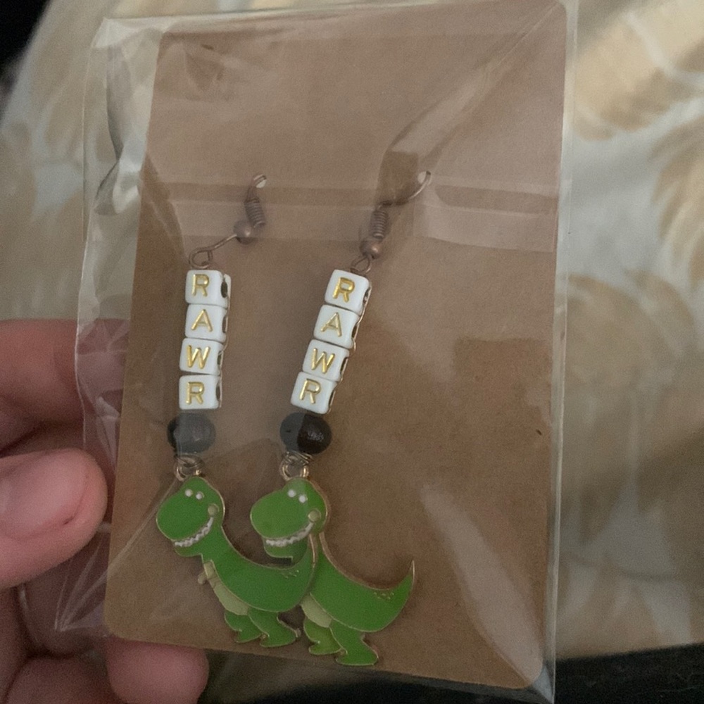 Hand made dinosaur earrings